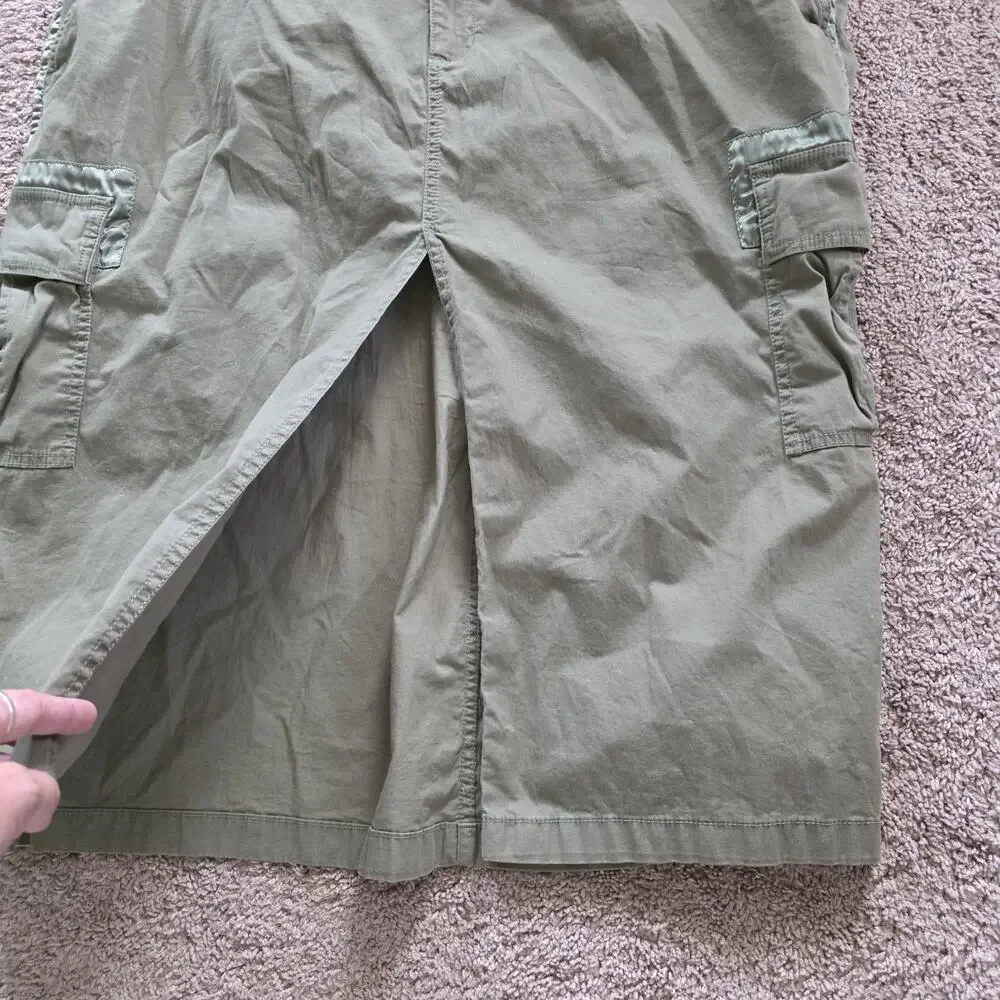 Abercrombie & Fitch Vintage Cargo Skirt Women XXL Green Midi Utility Y2K Gorpcor